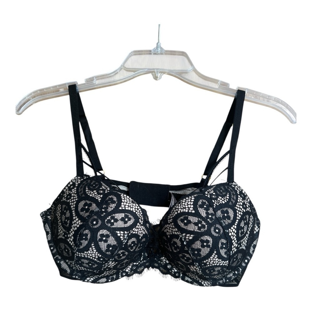Victoria’s Secret Very Sexy Padded Push Up Bra, Black/Nude, Sz 36C
